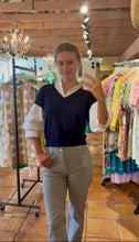 Load image into Gallery viewer, Lauren Sweater in Navy with White Top
