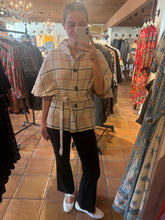 Load image into Gallery viewer, Lexie Tan Plaid Jacket Cape
