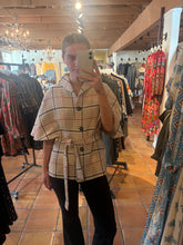 Load image into Gallery viewer, Lexie Tan Plaid Jacket Cape
