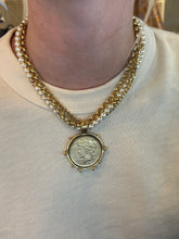 Load image into Gallery viewer, Reorder Coming Soon‼️ Nova 3 Strand Pearl and Coin Pendant Necklace
