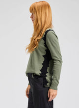 Load image into Gallery viewer, Jagg Sage Crew Neck Sweater with Jaggered Black stitching
