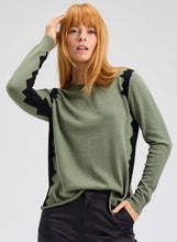 Load image into Gallery viewer, Jagg Sage Crew Neck Sweater with Jaggered Black stitching
