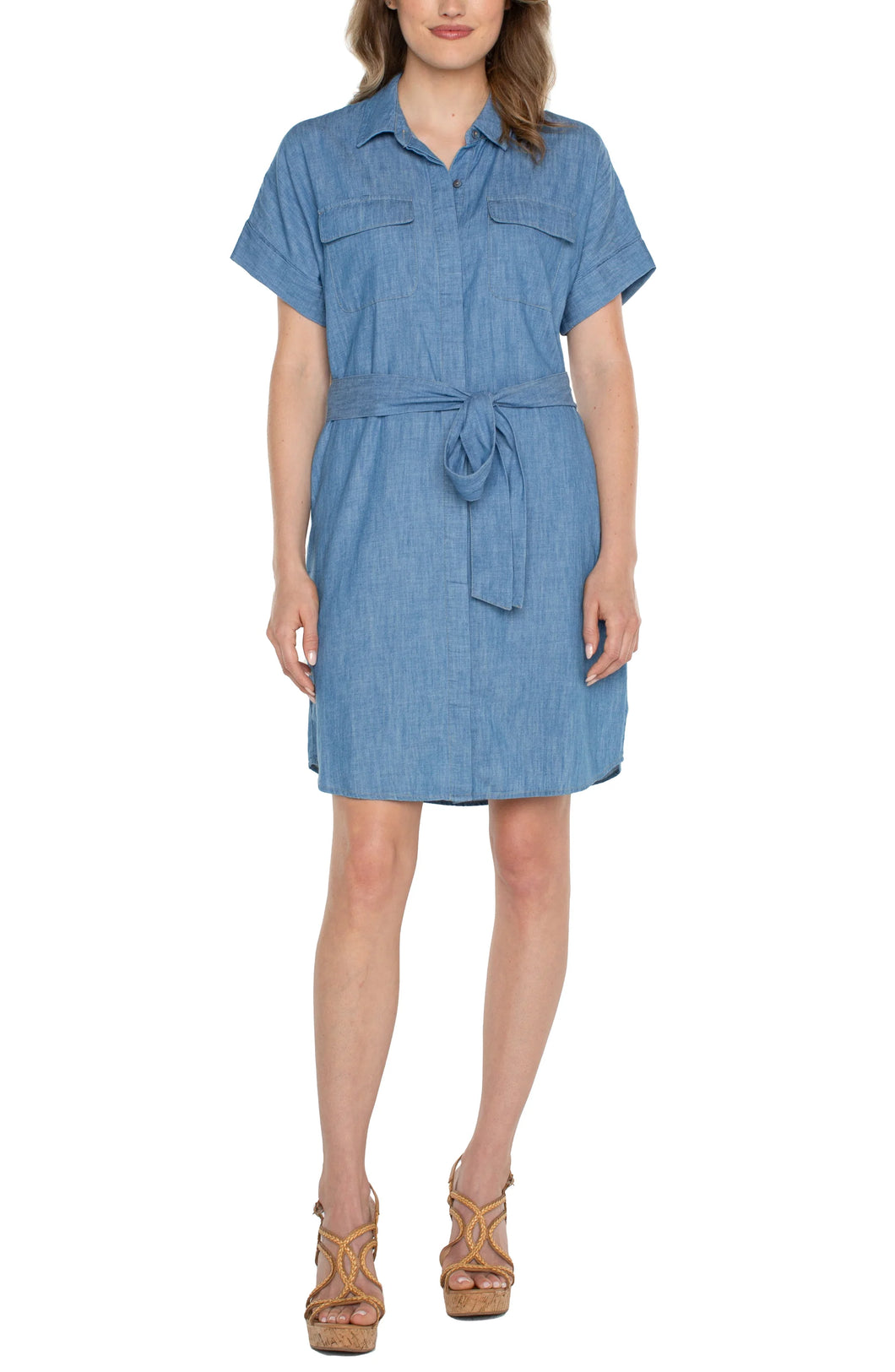 Kenny Chambray Belted Shirt Dress