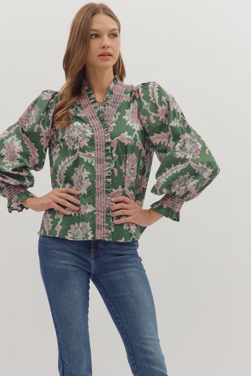 Lilac and Olive Floral Top