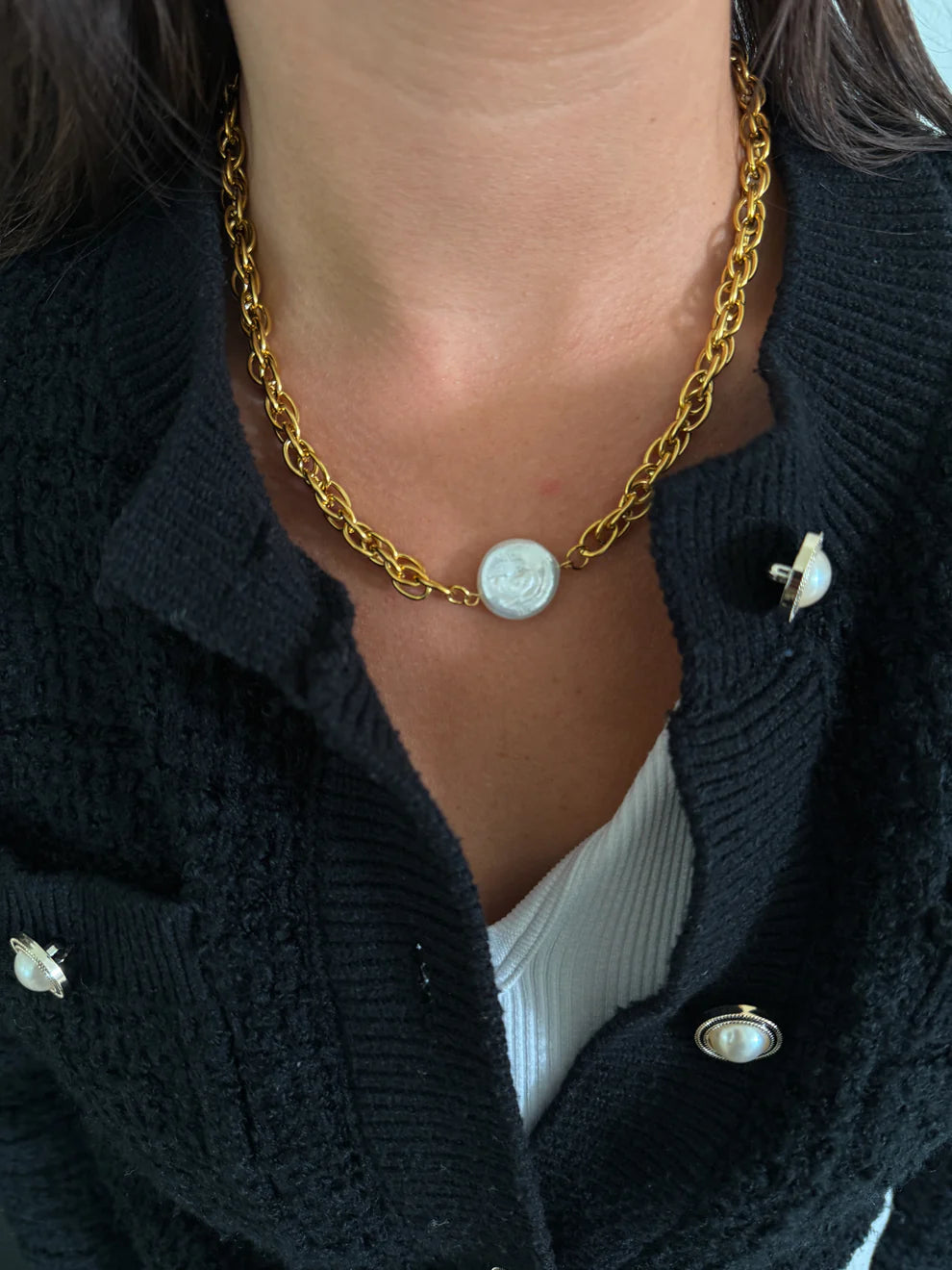 Mack Coin Pearl Necklace