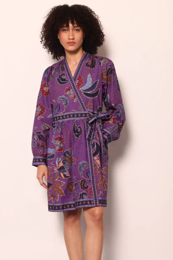 Cara Purple Sparkle pattern Wrap Dress