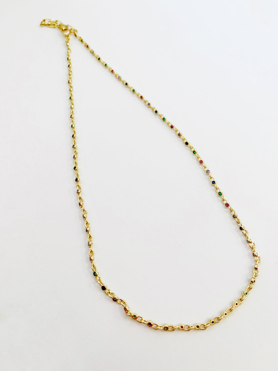 Thelma Layer Necklace in Gold with Multi Color Stones