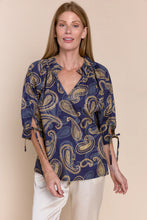 Load image into Gallery viewer, Eloise One Size Top with Ruffle Neck and 3/4 Sleeves
