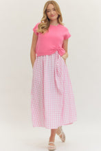 Load image into Gallery viewer, Pamela Pink and White gingham dress with Short Sleeve layering Sweater
