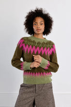 Load image into Gallery viewer, Parker Olive and Hot Pink Argyle Sweater
