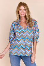 Load image into Gallery viewer, Eloise One Size Top with Ruffle Neck and 3/4 Sleeves
