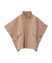 Load image into Gallery viewer, Echo Poncho Quilted and Snaps on the side with Collar and Half Zip - One Size
