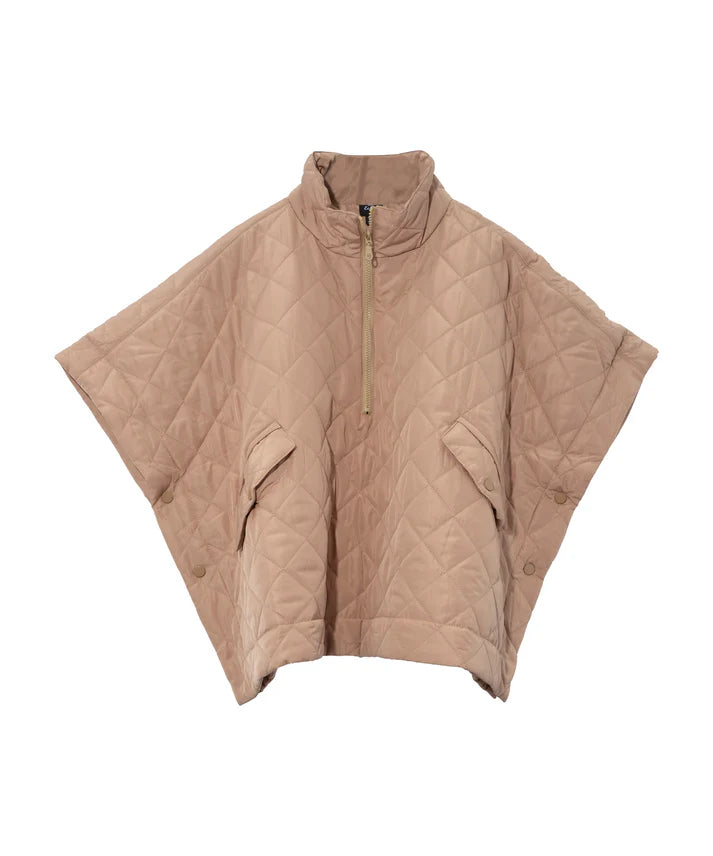 Echo Poncho Quilted and Snaps on the side with Collar and Half Zip - One Size