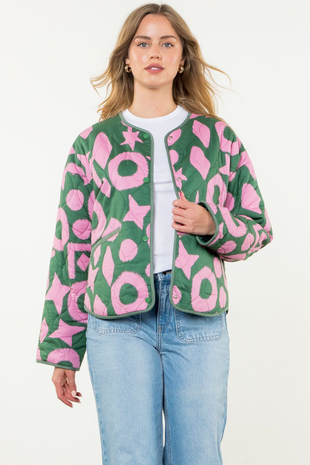 Cassidy Quilted Green and Pink Jacket