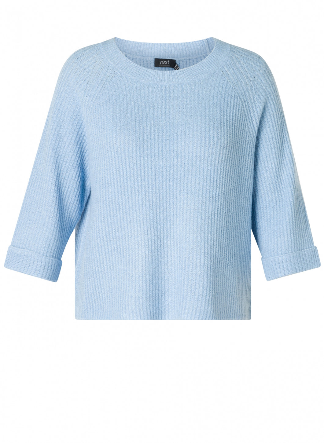 Raison Light Blue Crew Neck 3/4 Sleeve lightweight sweater