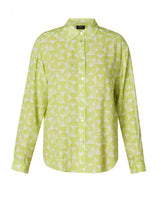 Load image into Gallery viewer, Rashida Lime Green and White Pattern Button Down Top with Long Sleeves
