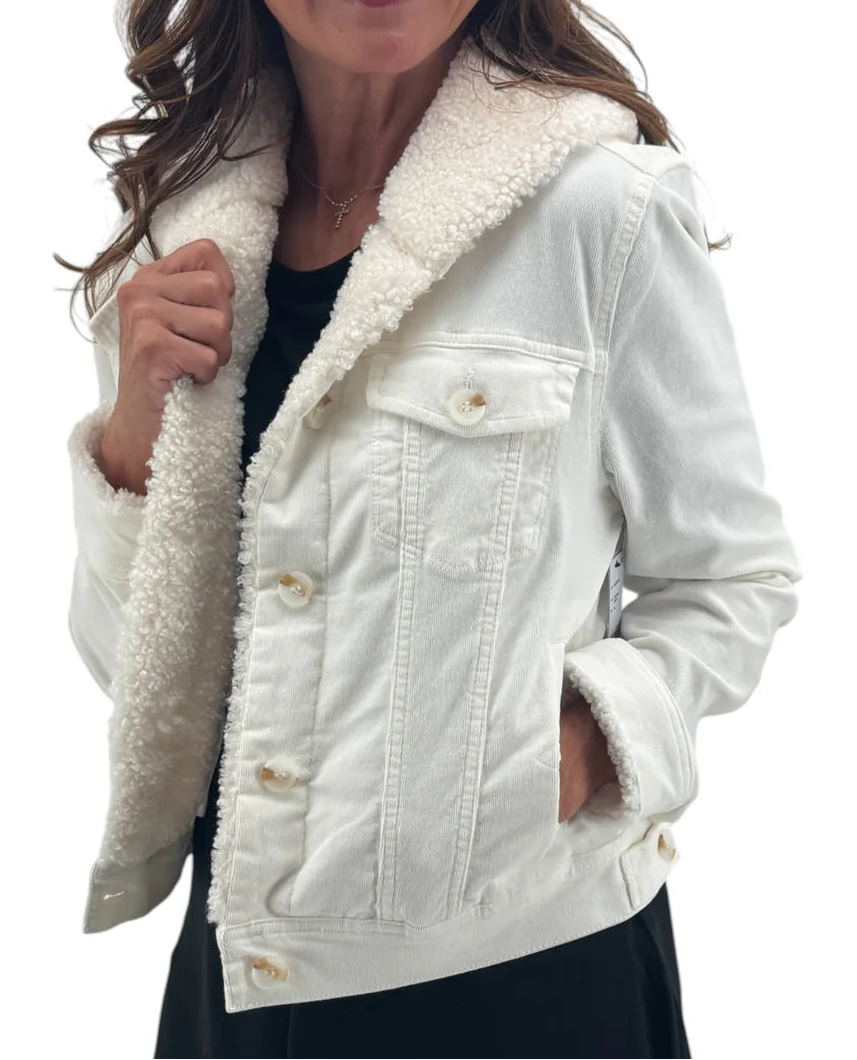 Shepard off White Corduroy Sherpa Collared Jacket