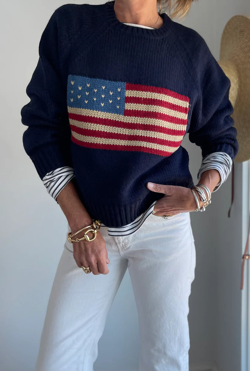 Vintage Flag Navy Sweater in One Size