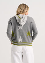 Load image into Gallery viewer, Melissa Grey With Olive Trim Cardigan Hoodie
