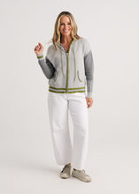 Load image into Gallery viewer, Melissa Grey With Olive Trim Cardigan Hoodie
