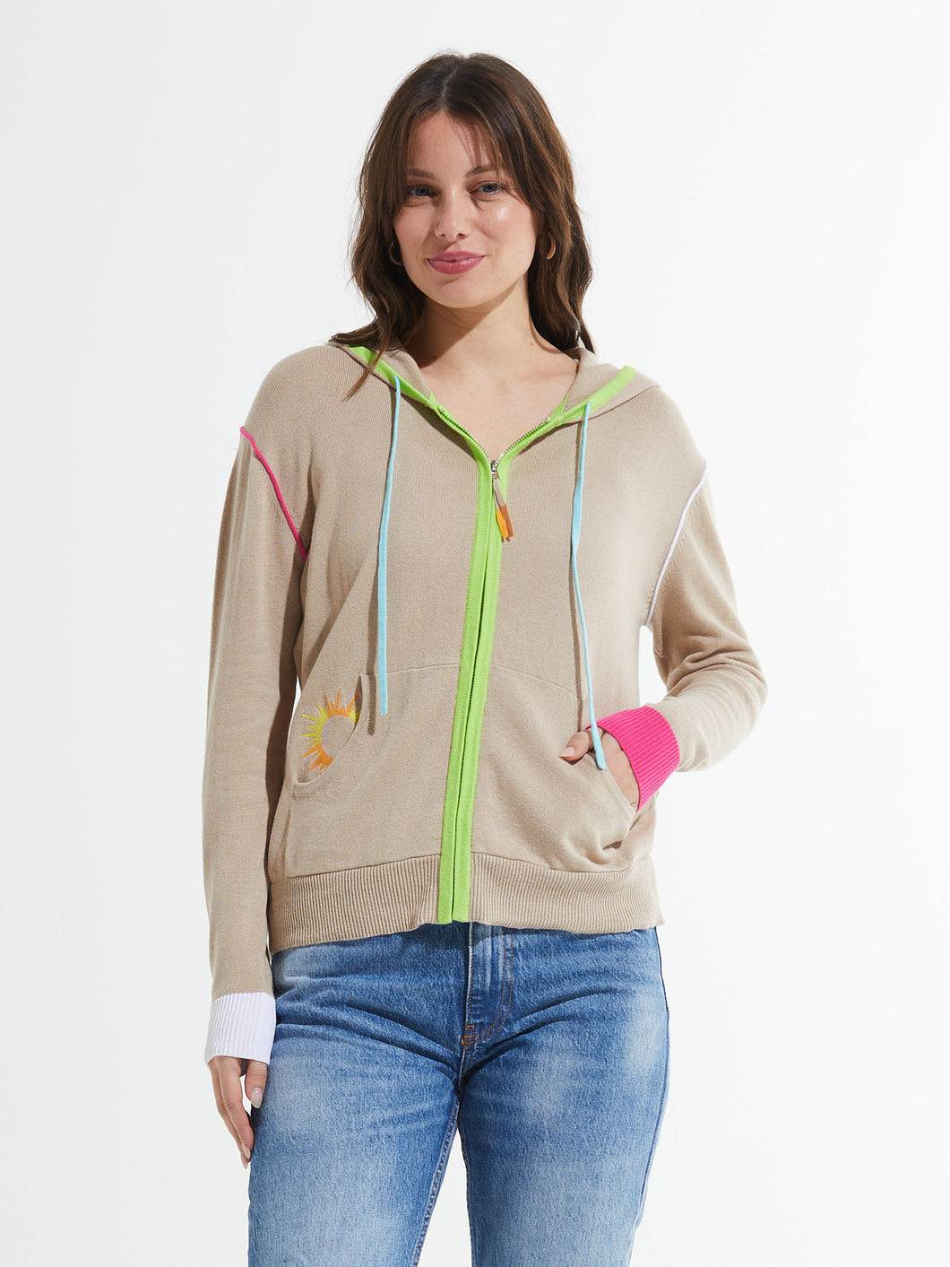 Putty Hooded Zip Sweater