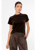 Amanda Short Sleeve Velvet Top in Spiced Pink and Cola Brown