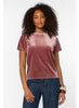 Amanda Short Sleeve Velvet Top in Spiced Pink and Cola Brown