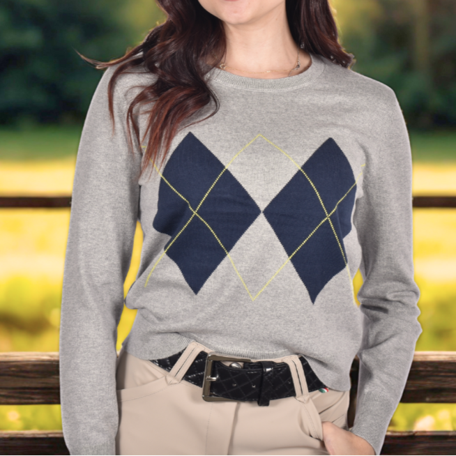 Jillian Heather Argyle Crew Neck Sweater