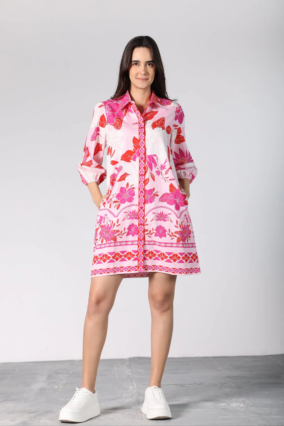 Ava Neon Pink Floral Dress
