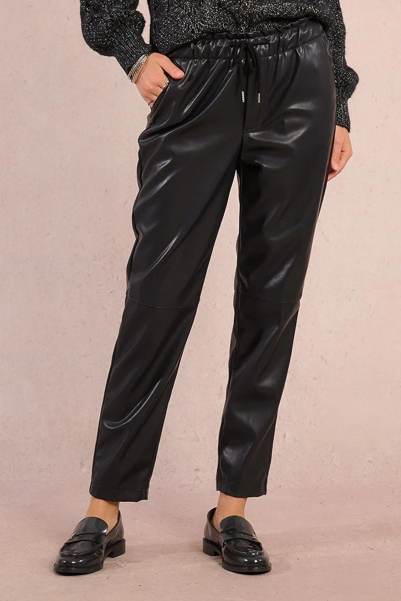 Gerry Faux Leather Elastic waist jogger pant