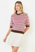 Load image into Gallery viewer, Bruno Short Sleeve knitted Brown stripped patterned Sweater
