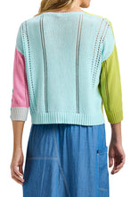 Load image into Gallery viewer, Lizzy Lime green and off white with Multi color trim lightweight Cardigan
