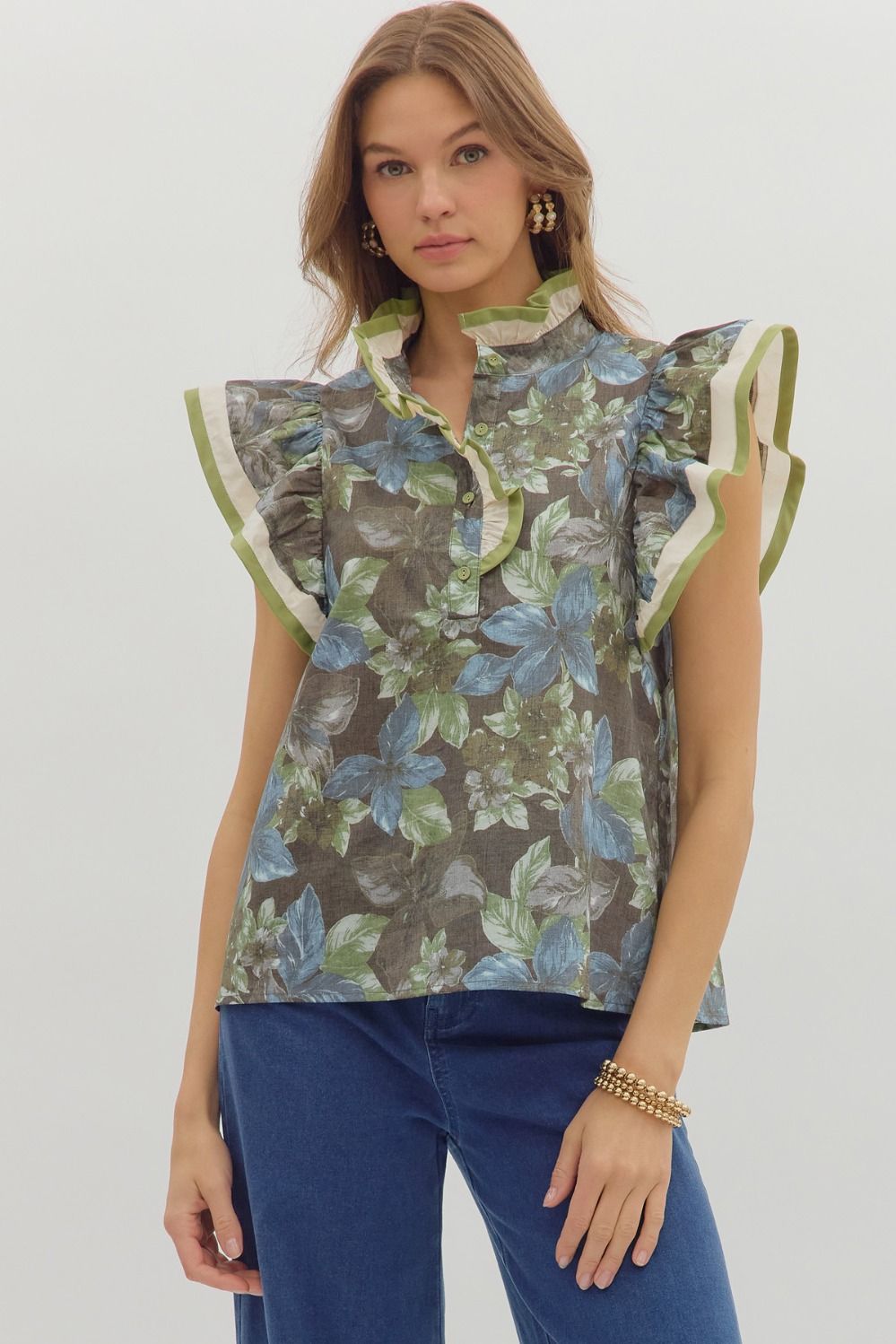 Cheryl Ruffle Sleeve top