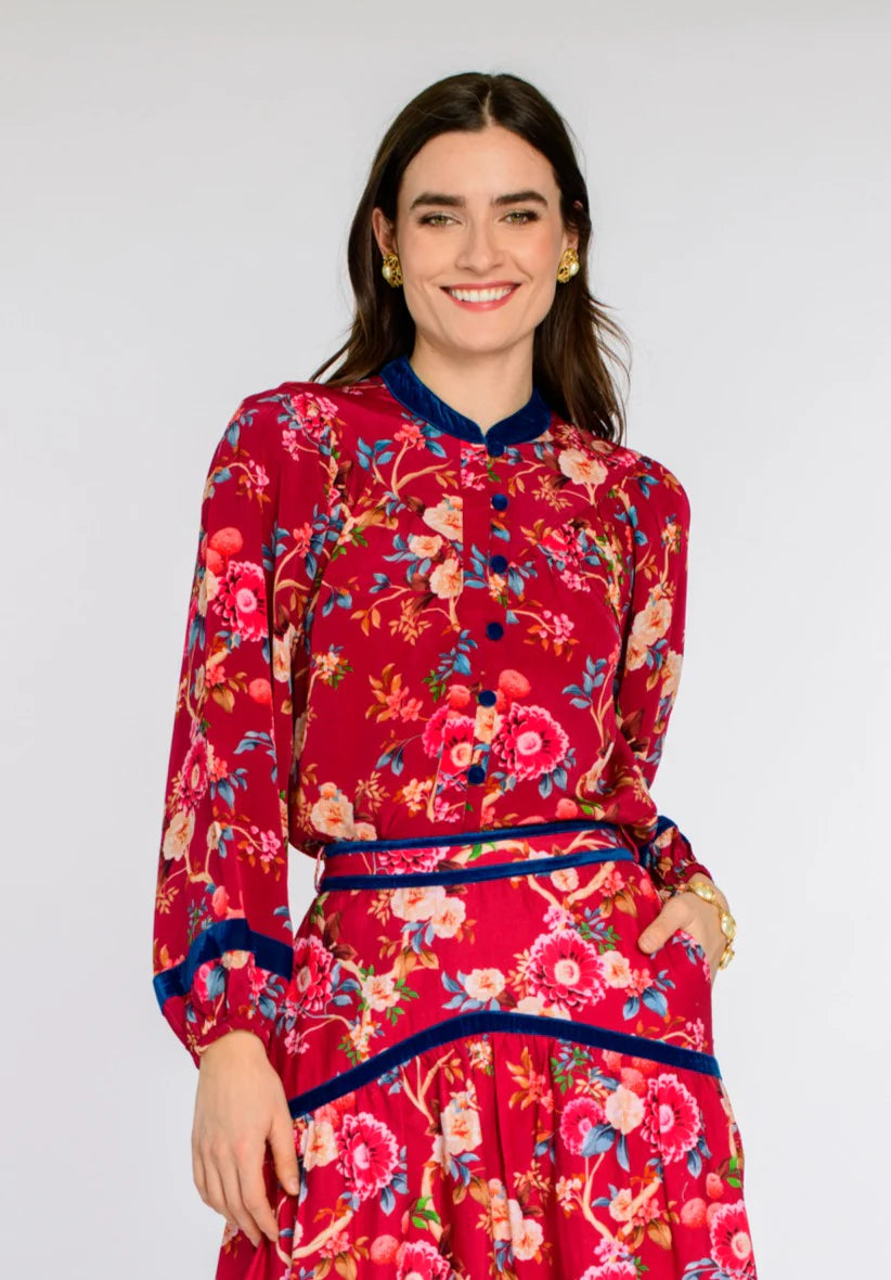 Hannah Chinoiserie Scarlett Top