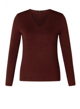 Load image into Gallery viewer, Clementine Knit Solid V neck top in Olive or in Brown
