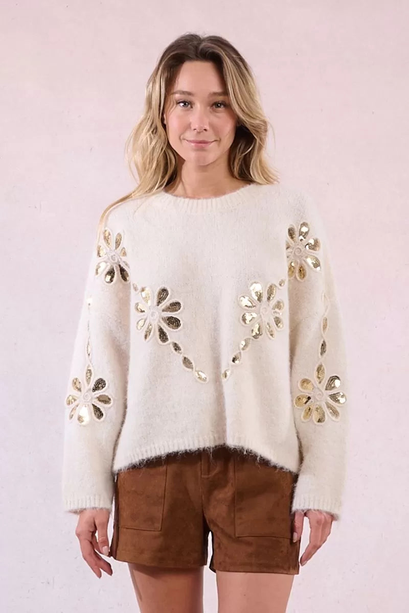Crenshaw Floral Sequin embellished Sweater