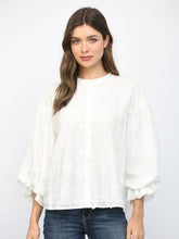 Load image into Gallery viewer, Nora White eyelet lace bubble sleeve blouse
