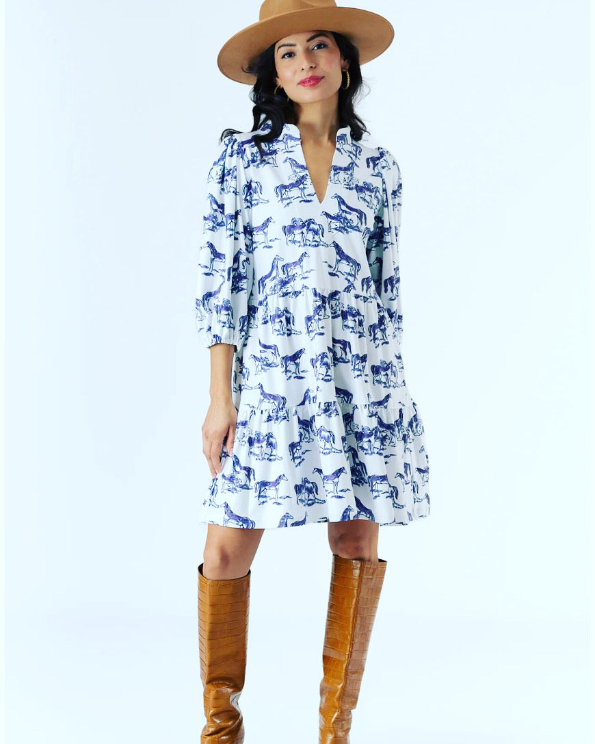 The Tory Wild Horse Toile Print Dress