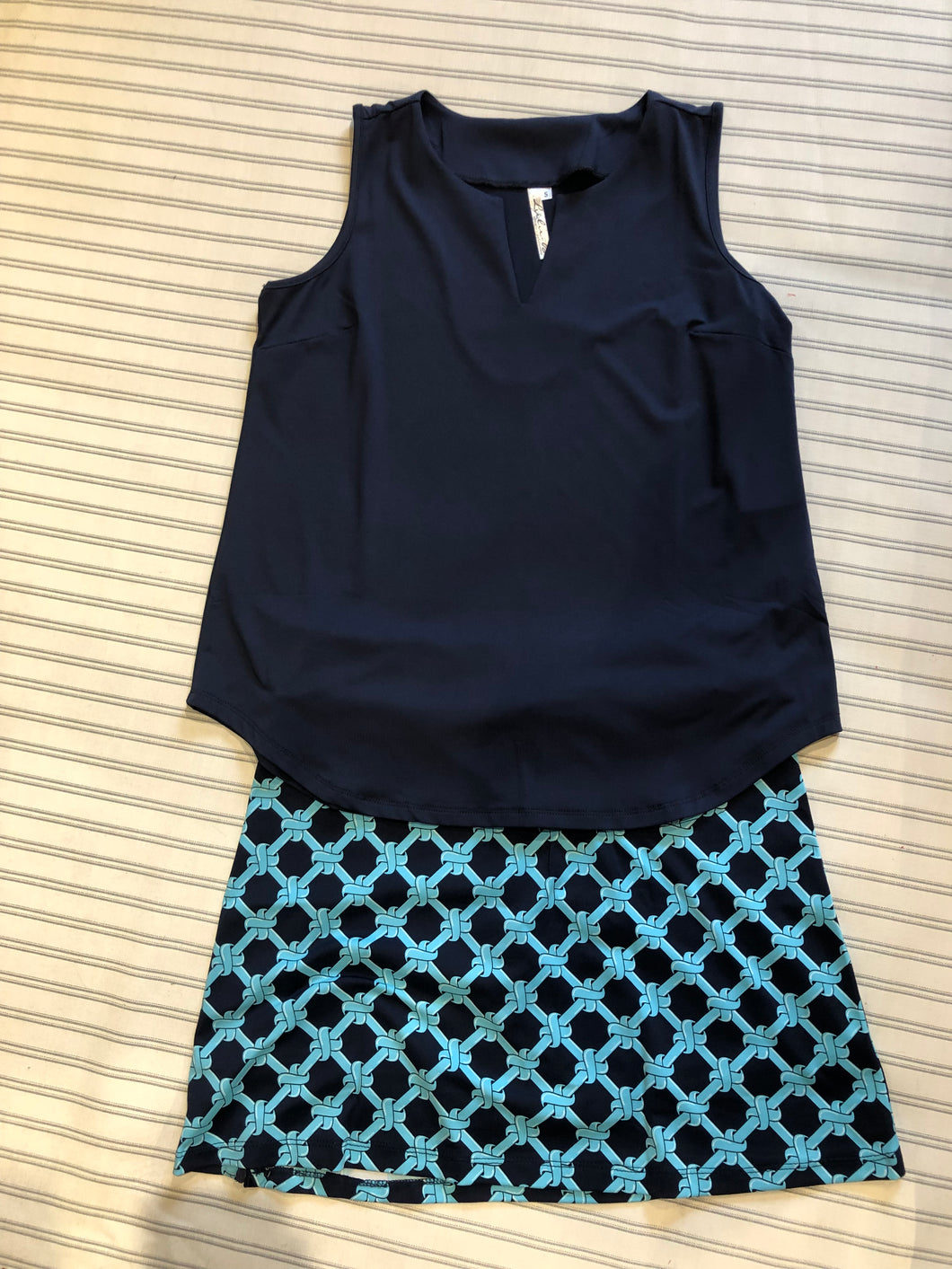 Sandy Navy and Turquoise Knot Pattern Skort SPX 3148