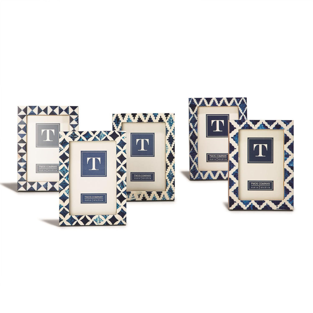 Indigo Picture Frames in assorted patterns