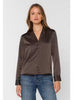 Kensley long sleeve, button front satin blouse in 3 colors
