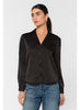 Kensley long sleeve, button front satin blouse in 3 colors