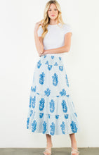 Load image into Gallery viewer, Luna Light Blue and White Midi Skirt
