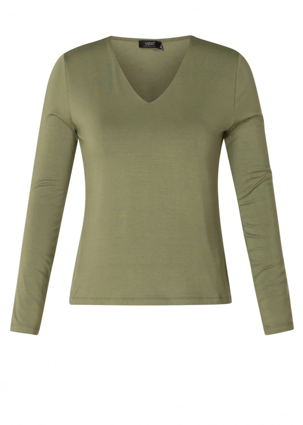 Clementine Knit Solid V neck top in Olive or in Brown