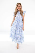 Load image into Gallery viewer, Palmer Button Down Ruffle Sleeve Midi Dress
