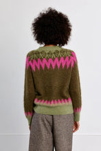 Load image into Gallery viewer, Parker Olive and Hot Pink Argyle Sweater
