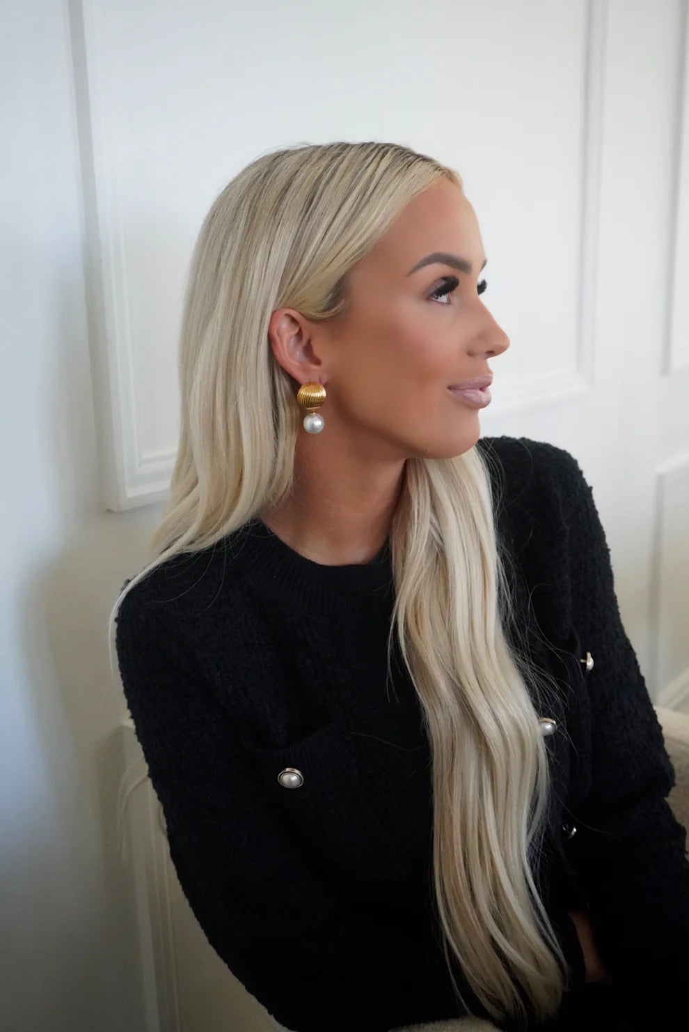Aubrey Gold Pearl Drop Earrings