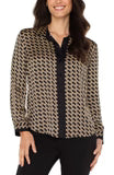 Renee Black and Gold Button Down Long Sleeve Silk like shirt