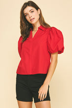 Load image into Gallery viewer, Revel V Neck Puff Sleeve Top
