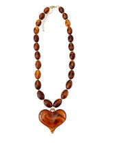 Load image into Gallery viewer, Roxie Resin Beaded Necklace with heart pendant in various colors
